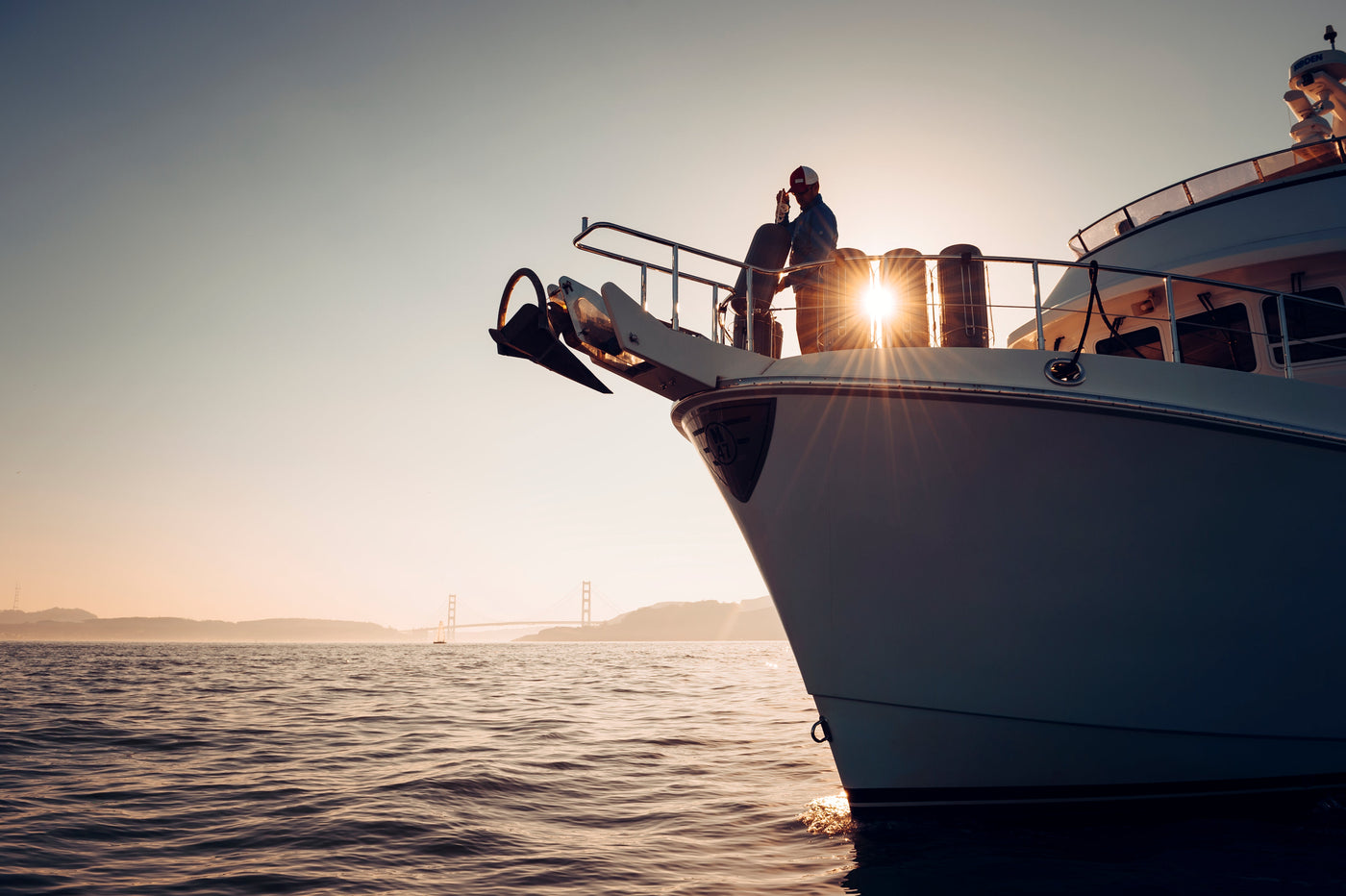 Boat Fenders HTM in fender holders on yacht in San Francisco, USA