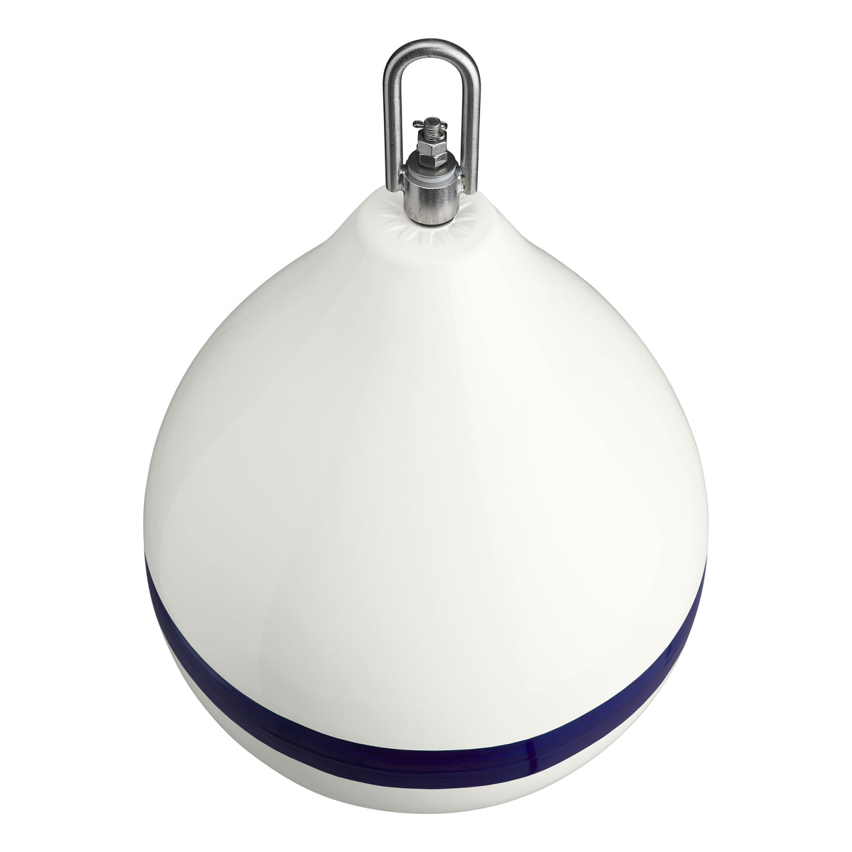 CM-3 Mooring Buoy with stainless steel mooring iron and shackle, white with blue stripe