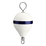 CM-2 Mooring Buoy with stainless steel mooring iron and shackle, white with blue stripe