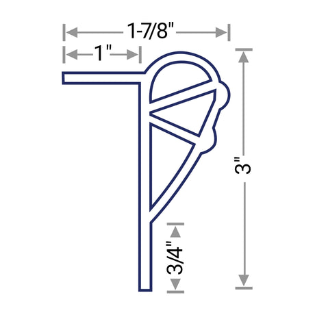 Diagram showing cross section of Polyform Polyguard PG-3 dock moulding