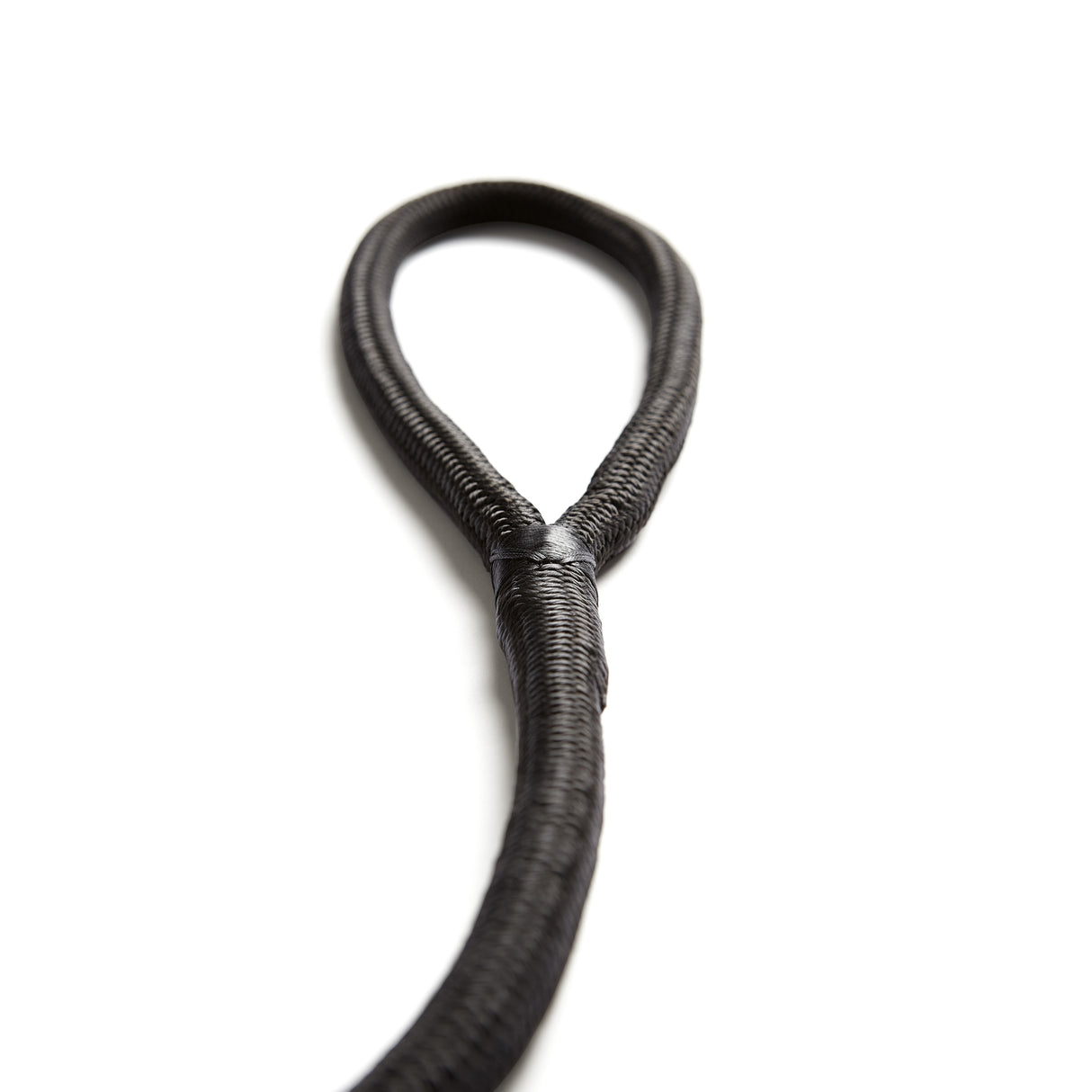 Closeup of the whiplocked and spliced eye of a nylon rope boat fender line