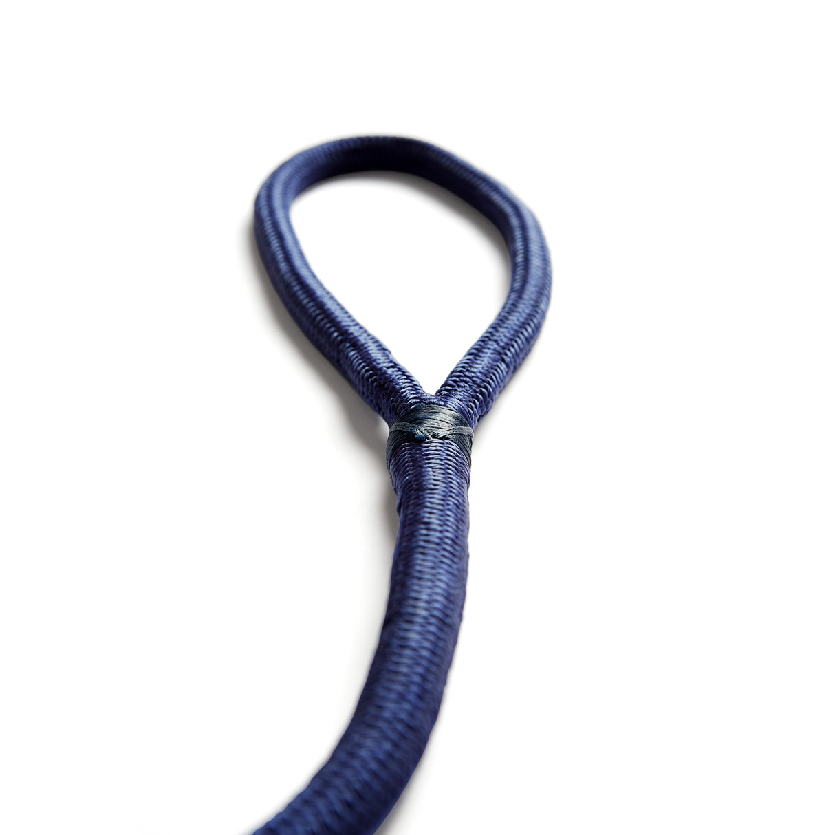 Closeup of the whiplocked and spliced eye of a nylon rope boat fender line