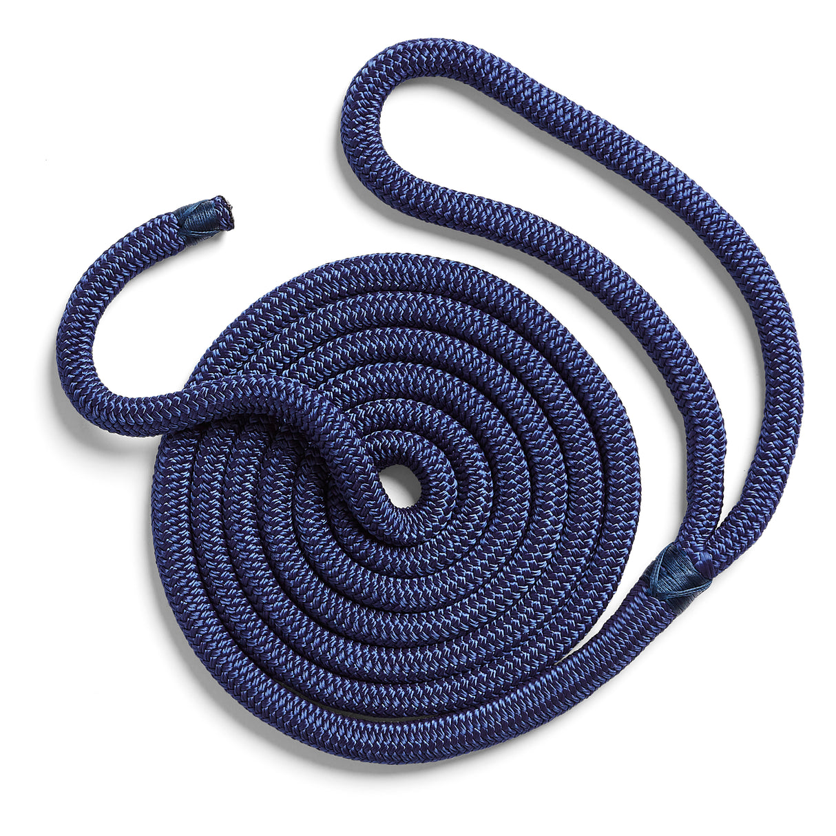 Polyform US boat fender line, spliced eye, whiplocked double braid nylon, eight feet long, half inch diameter, navy