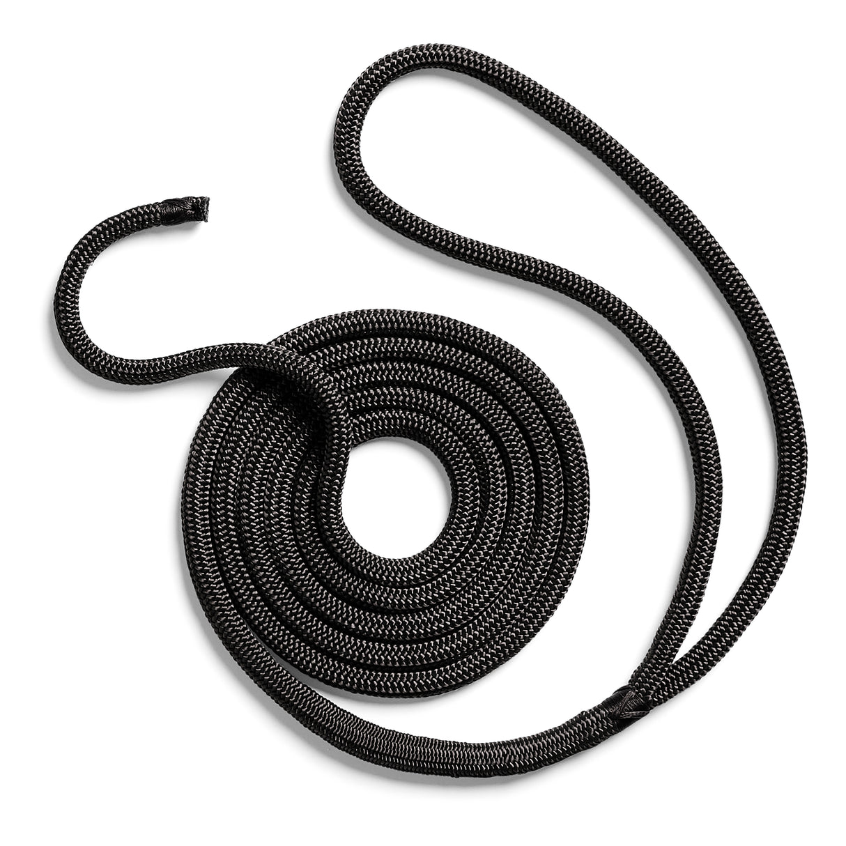 Polyform US boat fender line, spliced eye, whiplocked double braid nylon, six feet long, quarter inch diameter, black