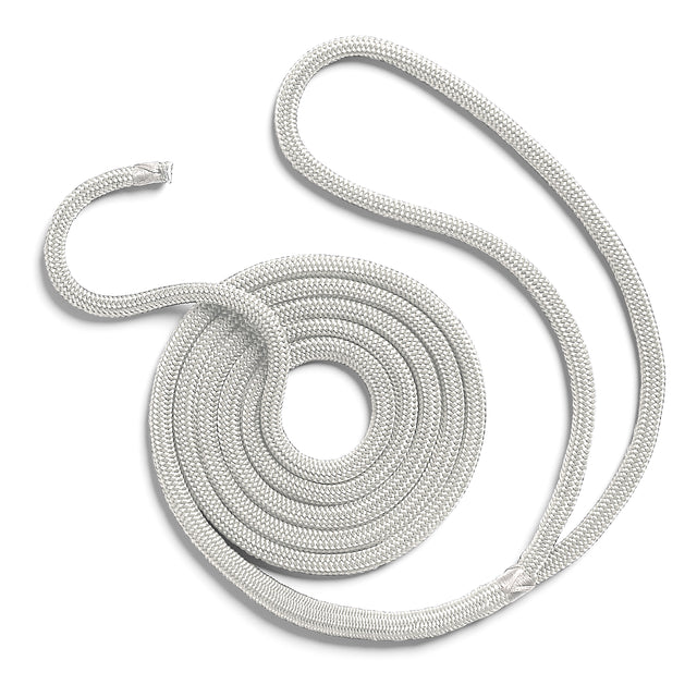 Polyform US boat fender line, spliced eye, whiplocked double braid nylon, six feet long, quarter inch diameter, white