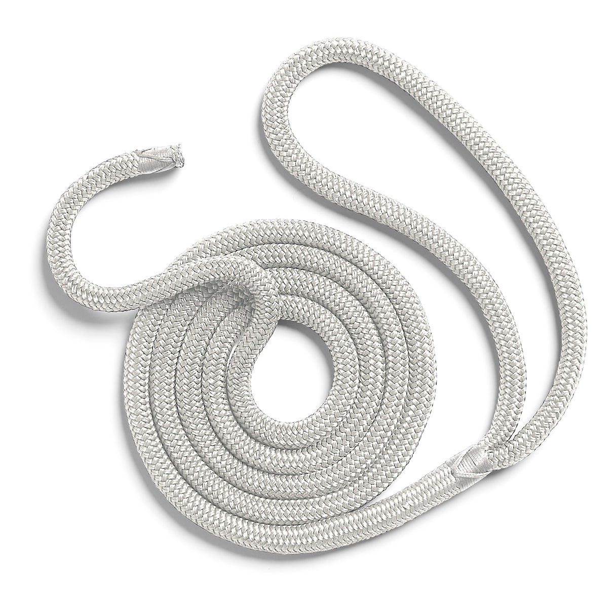 Polyform US boat fender line, spliced eye, whiplocked double braid nylon, six feet long, three eighths inch diameter, white