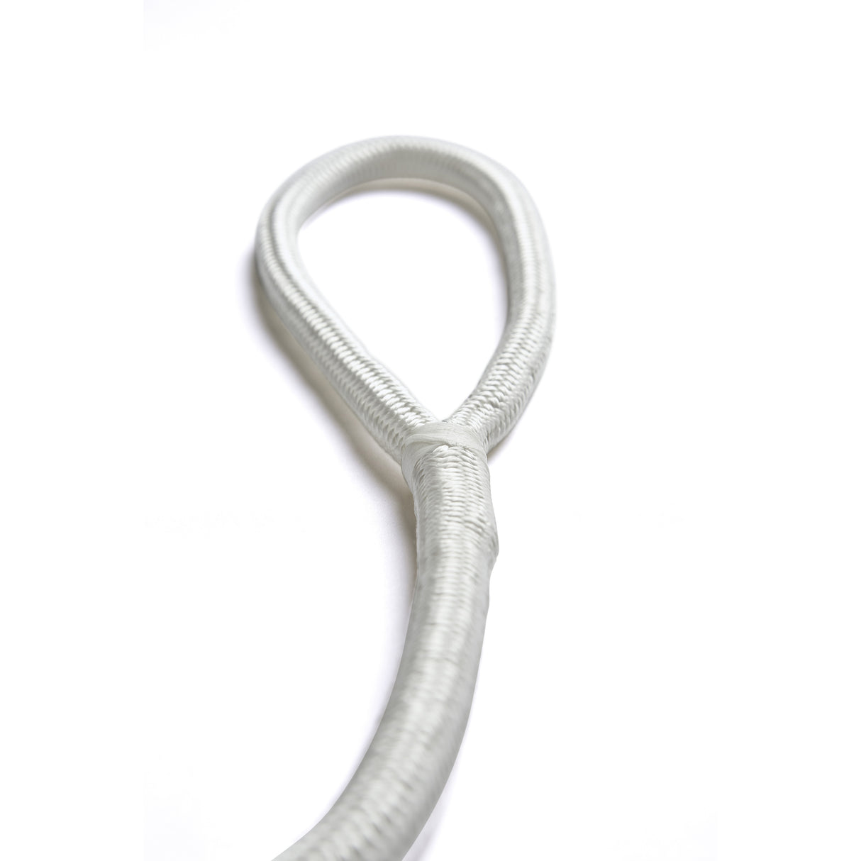 Closeup of the whiplocked and spliced eye of a nylon rope boat fender line
