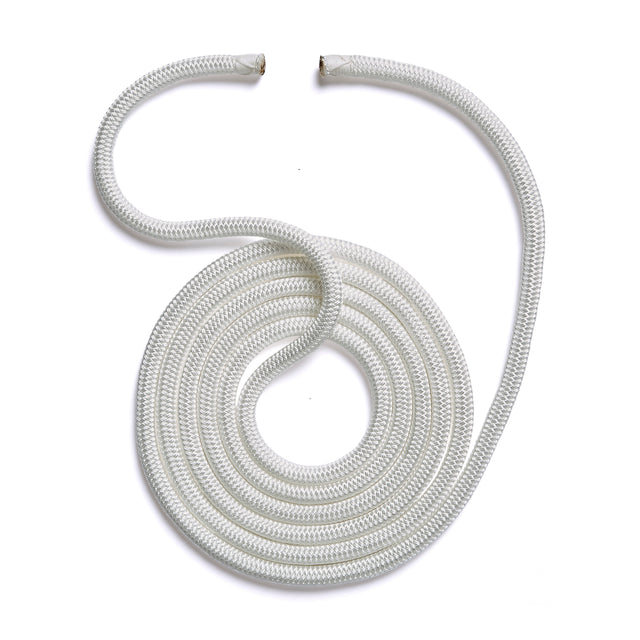 Polyform US boat fender line, whiplocked double braid nylon, twelve feet long, half inch diameter, white