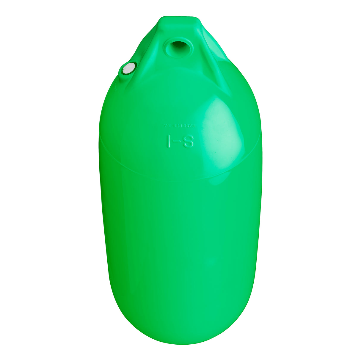 Small buoy and boat fender, Polyform S-1 Green angled shot