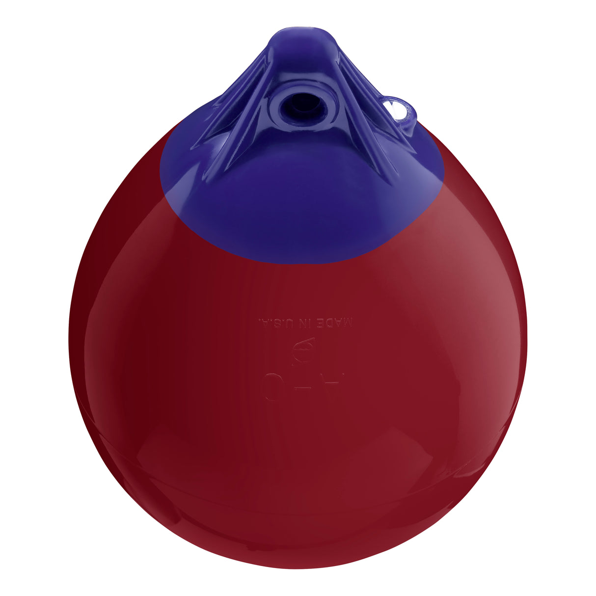 Burgundy inflatable buoy, Polyform A-0 angled shot