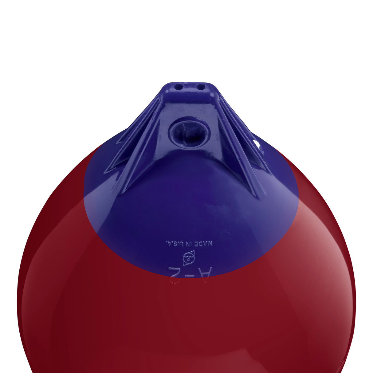 Burgundy inflatable buoy, Polyform A-2 angled shot