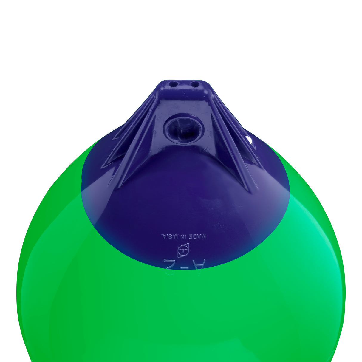 Green inflatable buoy, Polyform A-2 angled shot