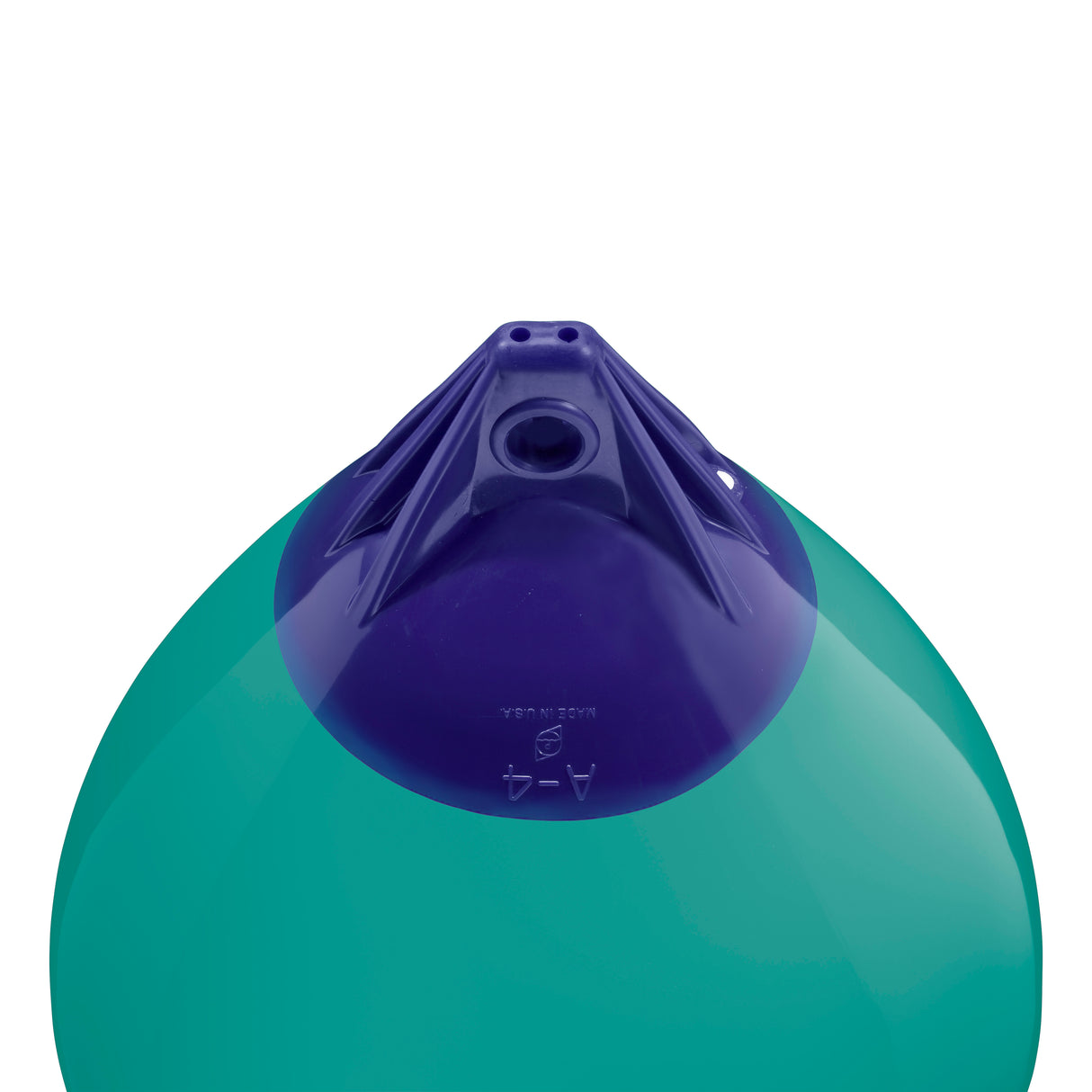 Teal inflatable buoy, Polyform A-4 angled shot