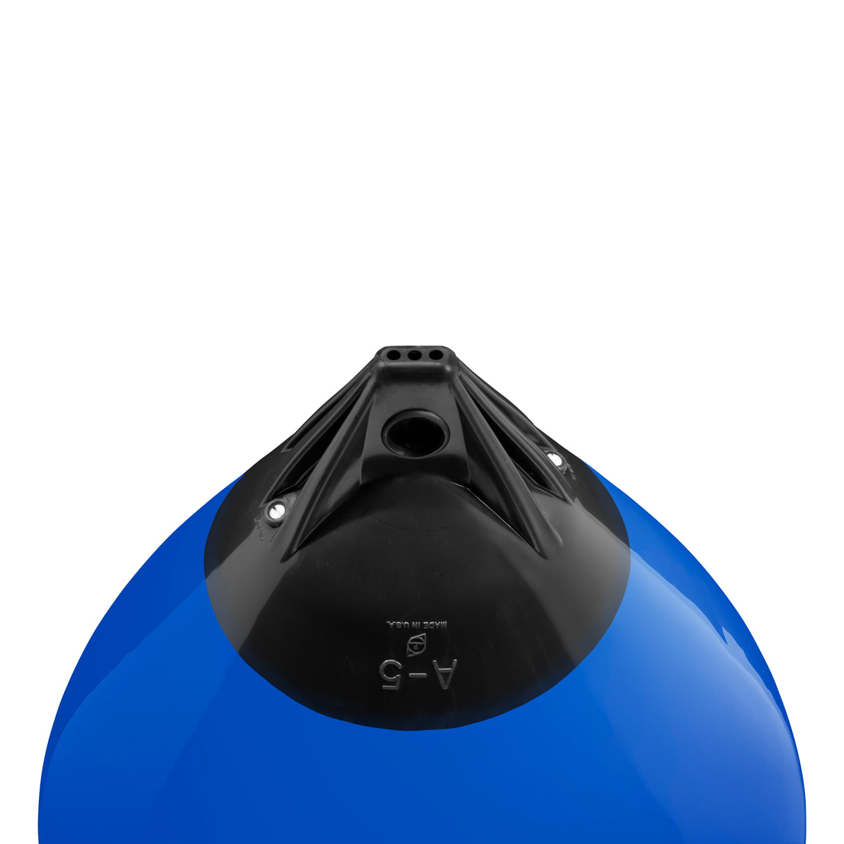 Blue buoy with Black-Top, Polyform A-5 angled shot