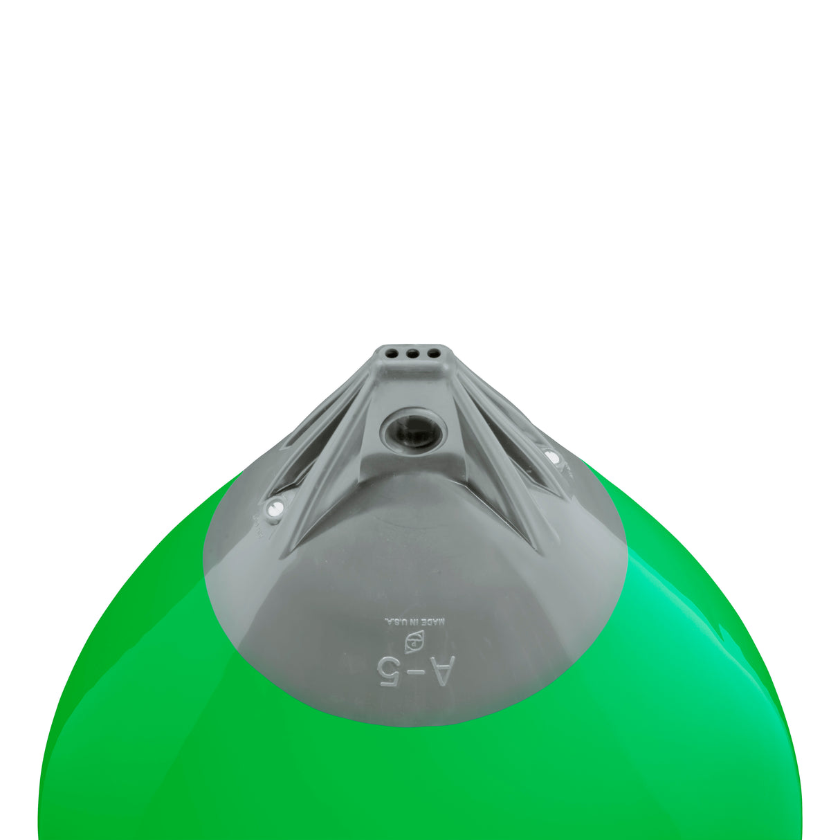 Green buoy with Grey-Top, Polyform A-5 angled shot