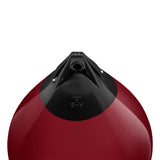Burgundy buoy with Black-Top, Polyform A-6 angled shot