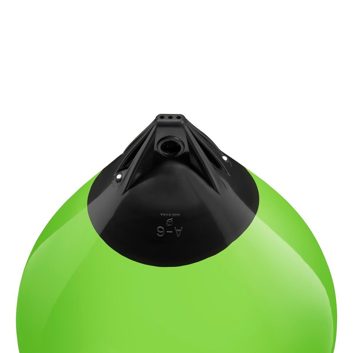 Lime buoy with Black-Top, Polyform A-6 angled shot