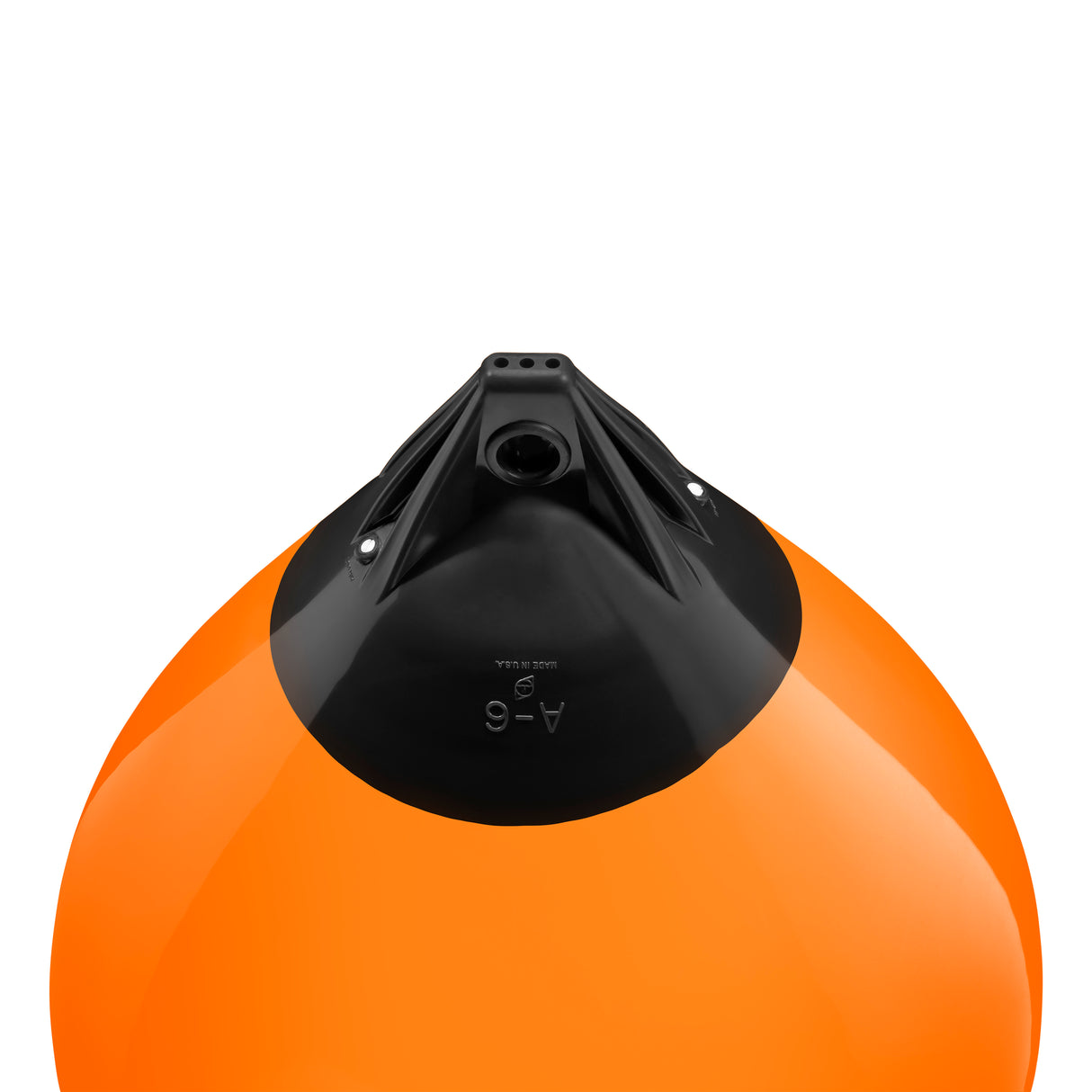 Orange buoy with Black-Top, Polyform A-6 angled shot