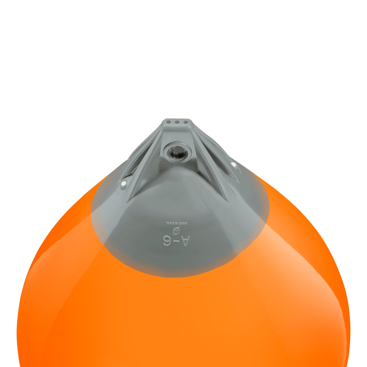 Orange buoy with Grey-Top, Polyform A-6 angled shot