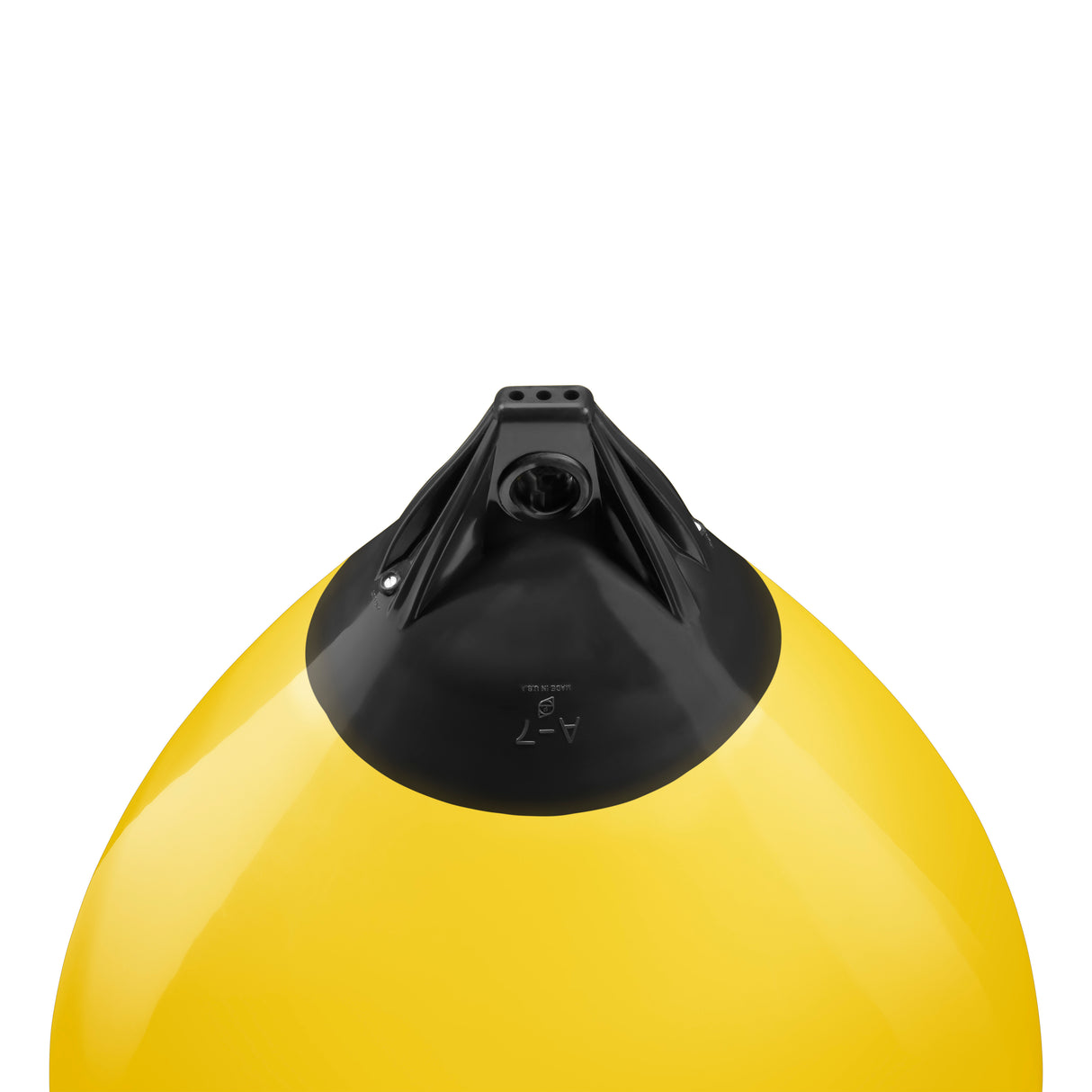 Yellow buoy with Black-Top, Polyform A-7 angled shot