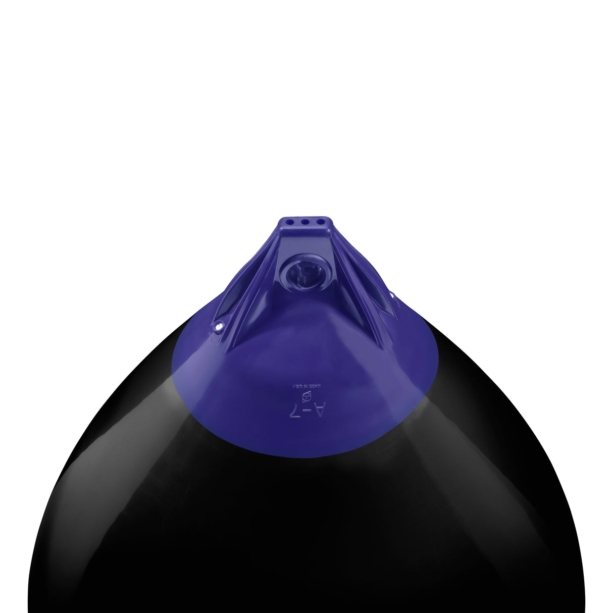 Black inflatable buoy, Polyform A-7 angled shot