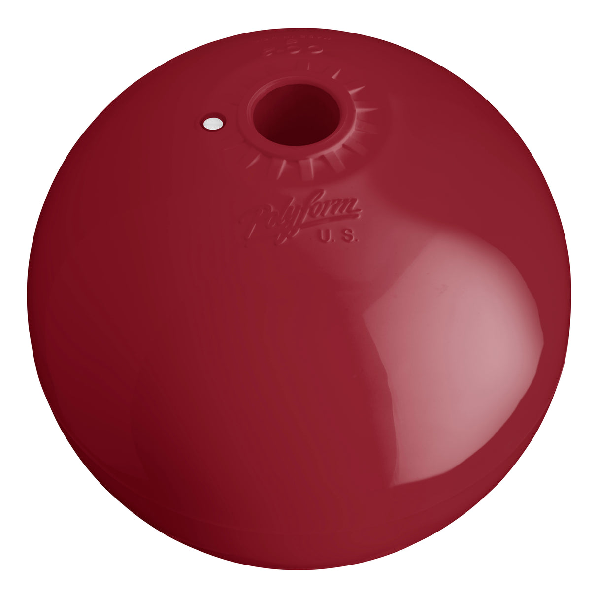 Hole through center mooring and marker buoy, Polyform CC-2 Burgundy angled shot