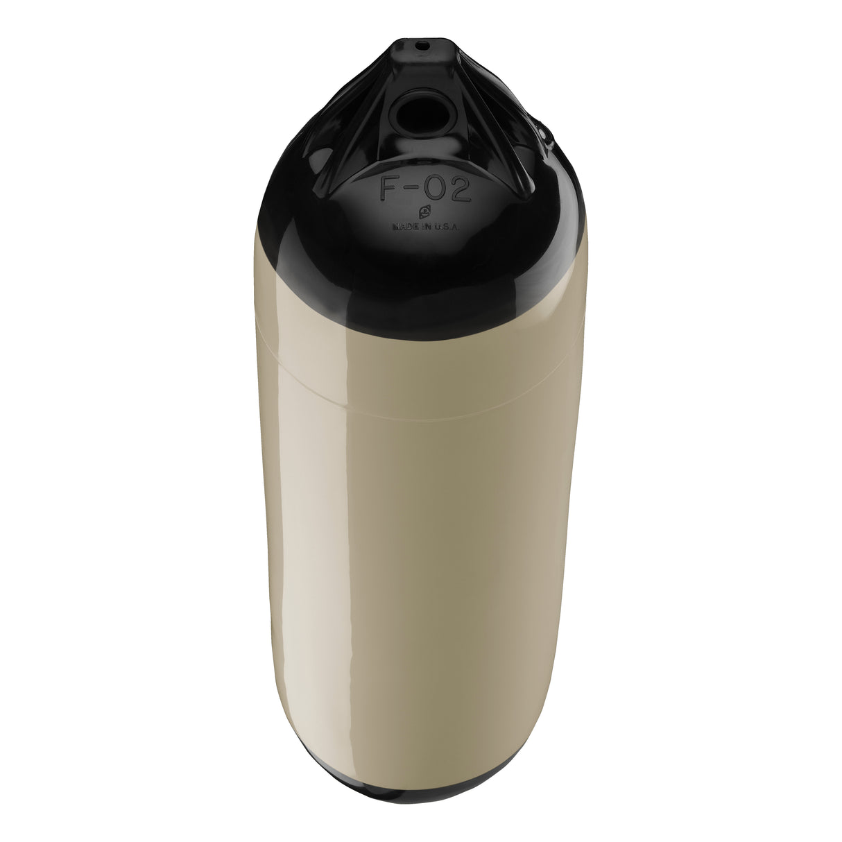 Sand boat fender with Black-Top, Polyform F-02 angled shot