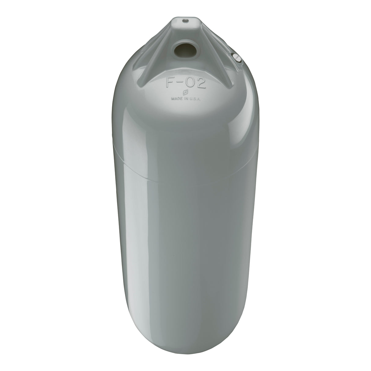 All Grey boat fender with Grey-Top, Polyform F-02 angled shot