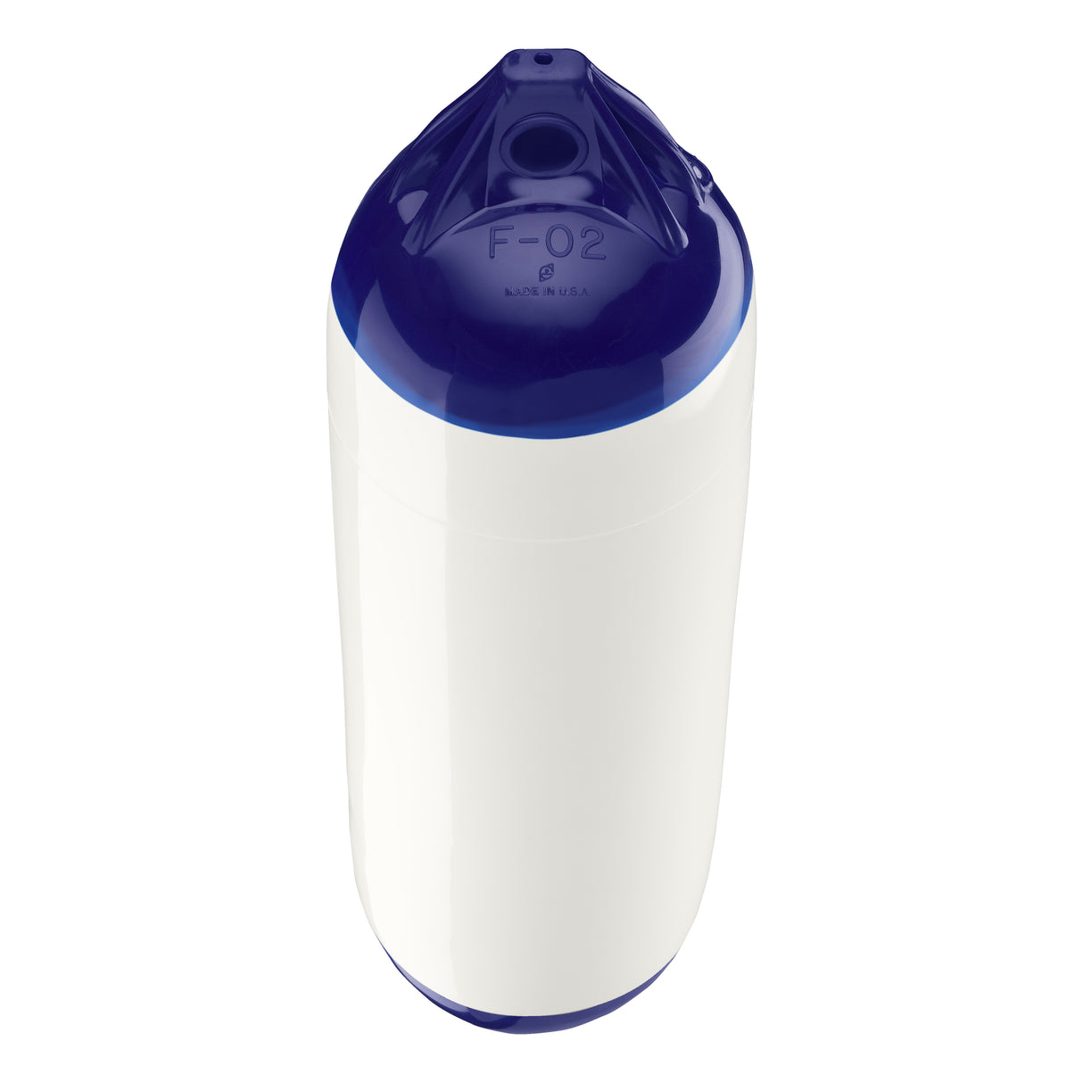 White boat fender with Navy-Top, Polyform F-02 angled shot