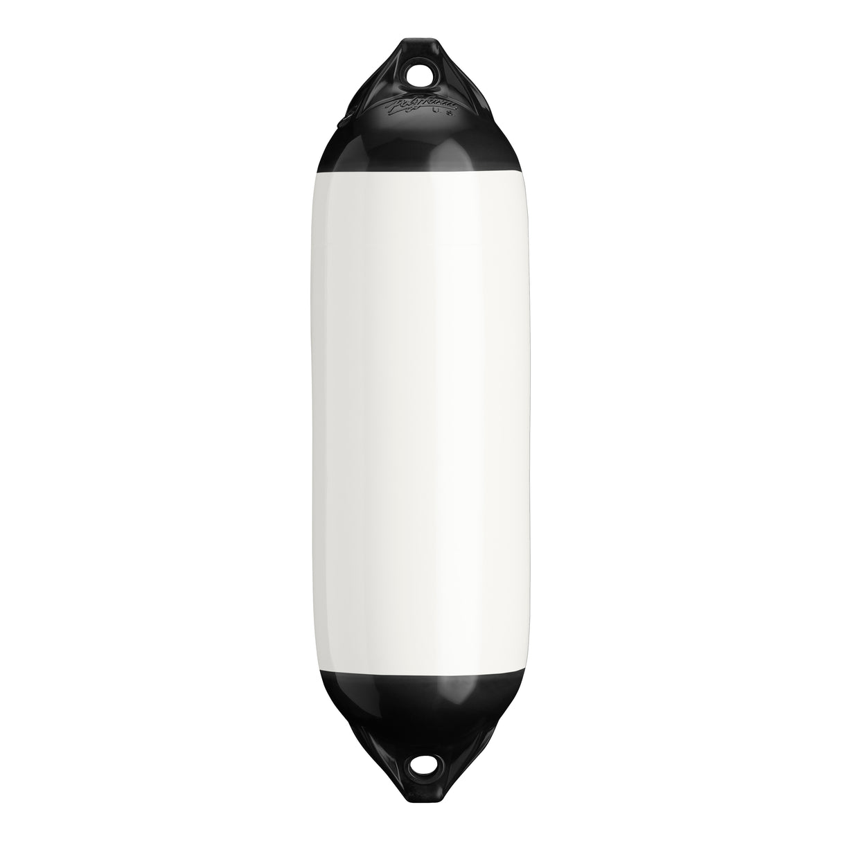 White with Black Ropehold boat fender with Black-Top, Polyform F-02