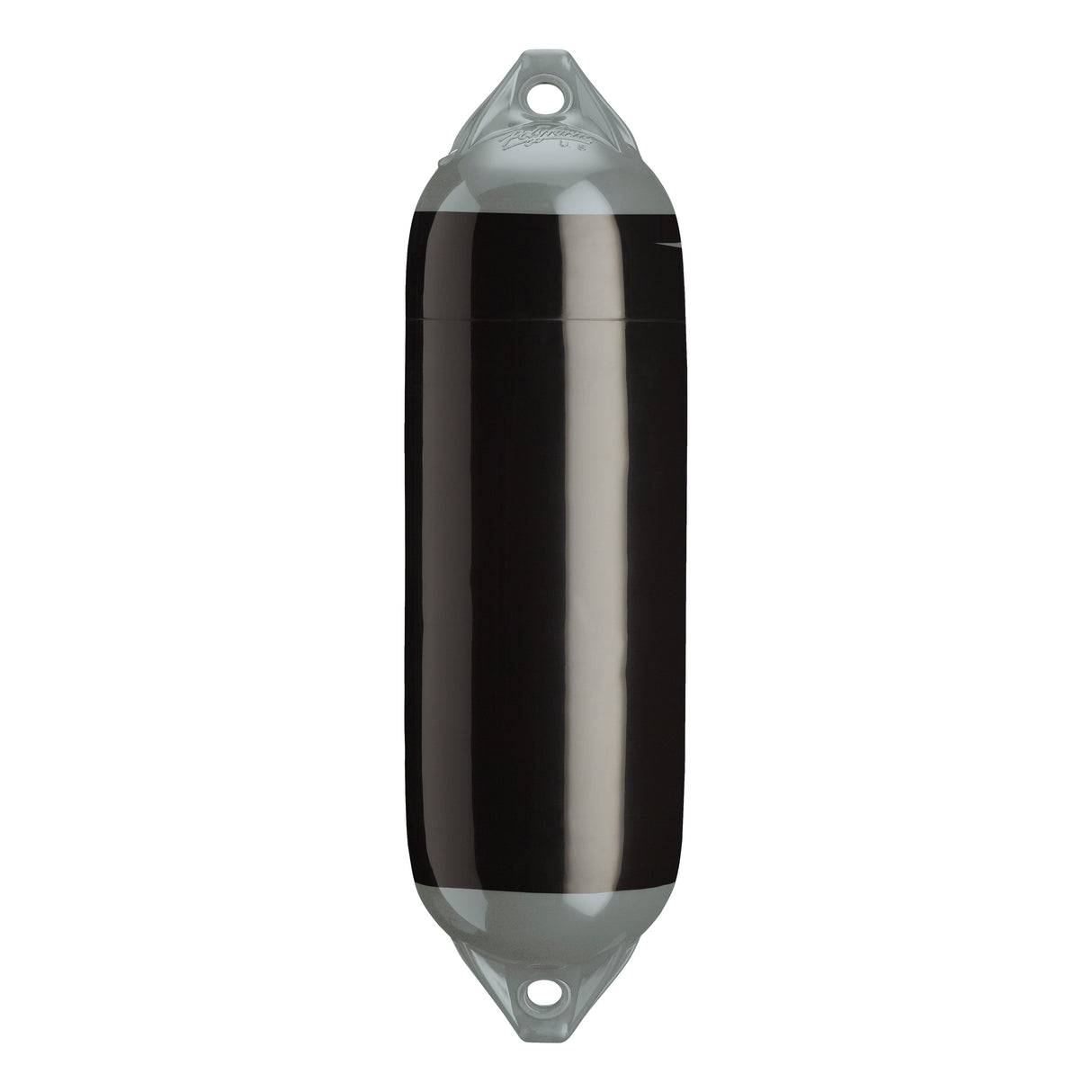 Black with Grey Ropehold boat fender with Grey-Top, Polyform F-02