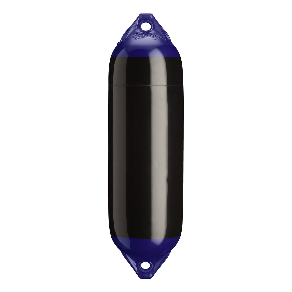 Black boat fender with Navy-Top, Polyform F-02 