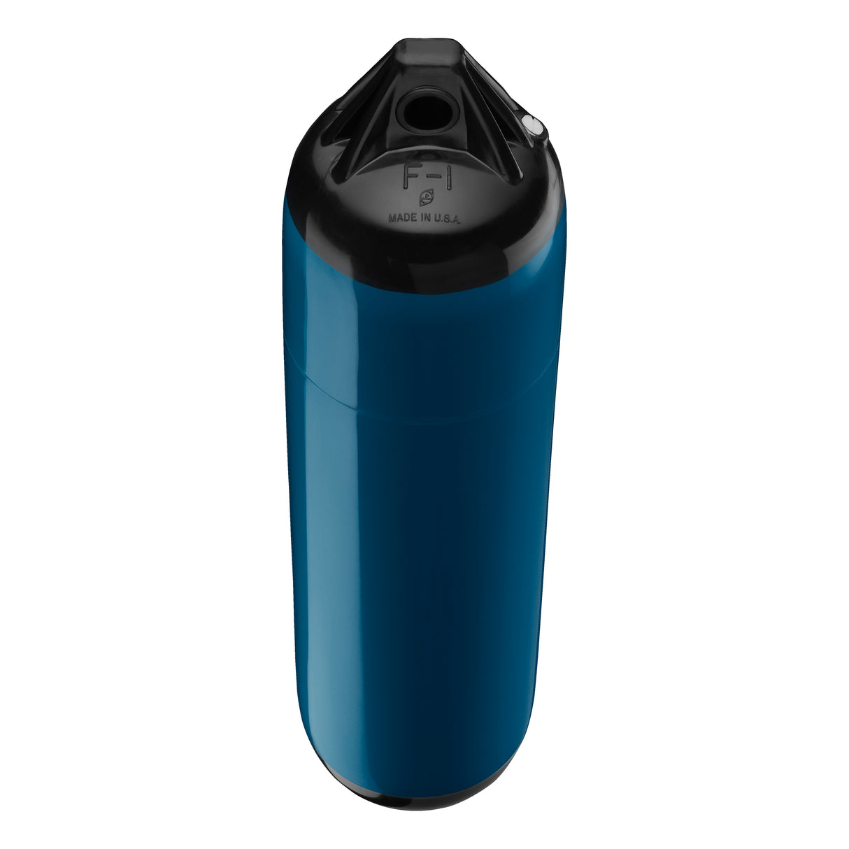 Catalina Blue boat fender with Black-Top, Polyform F-1 angled shot