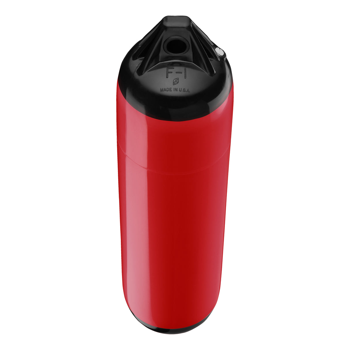 Classic Red boat fender with Black-Top, Polyform F-1 angled shot