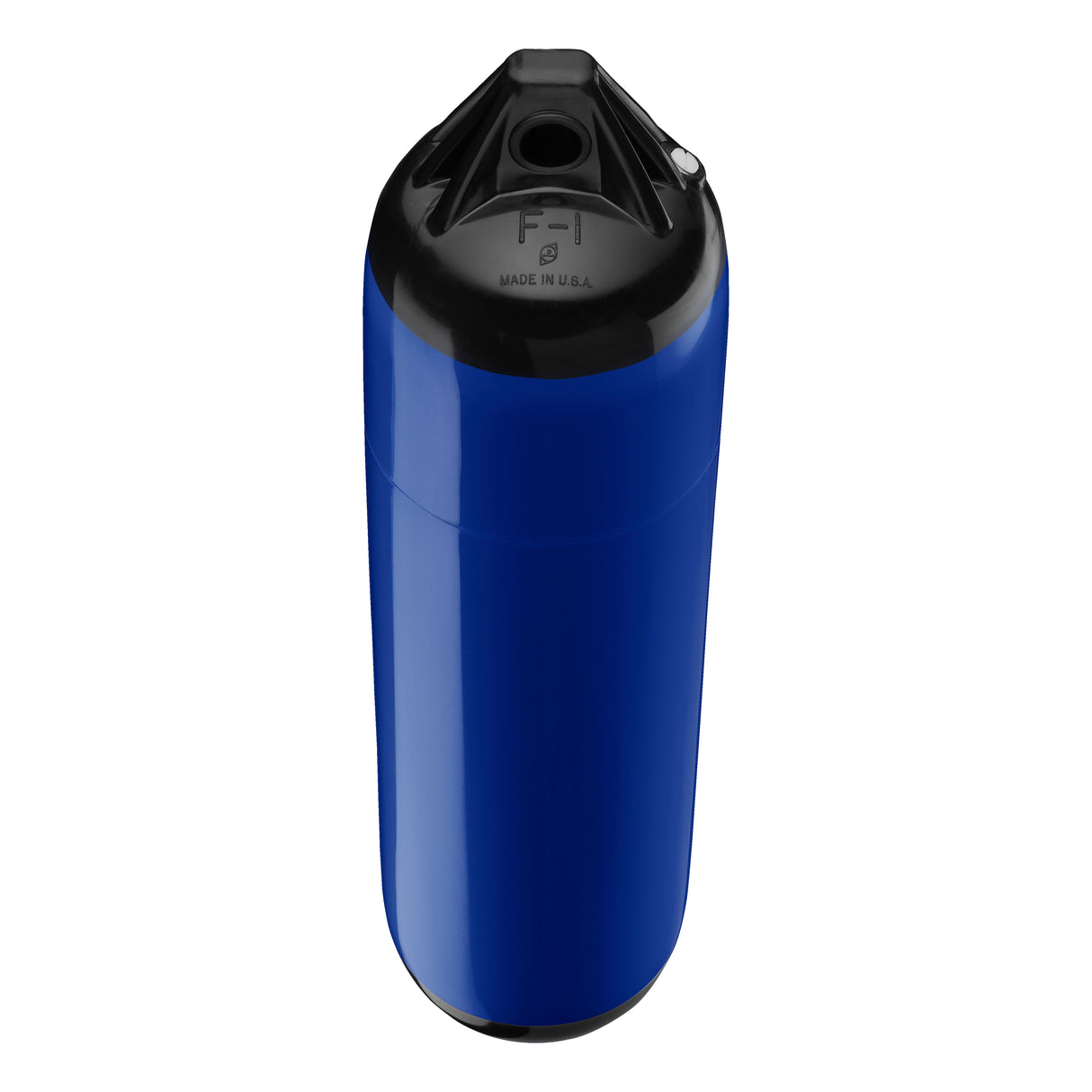 Cobalt Blue boat fender with Black-Top, Polyform F-1 angled shot