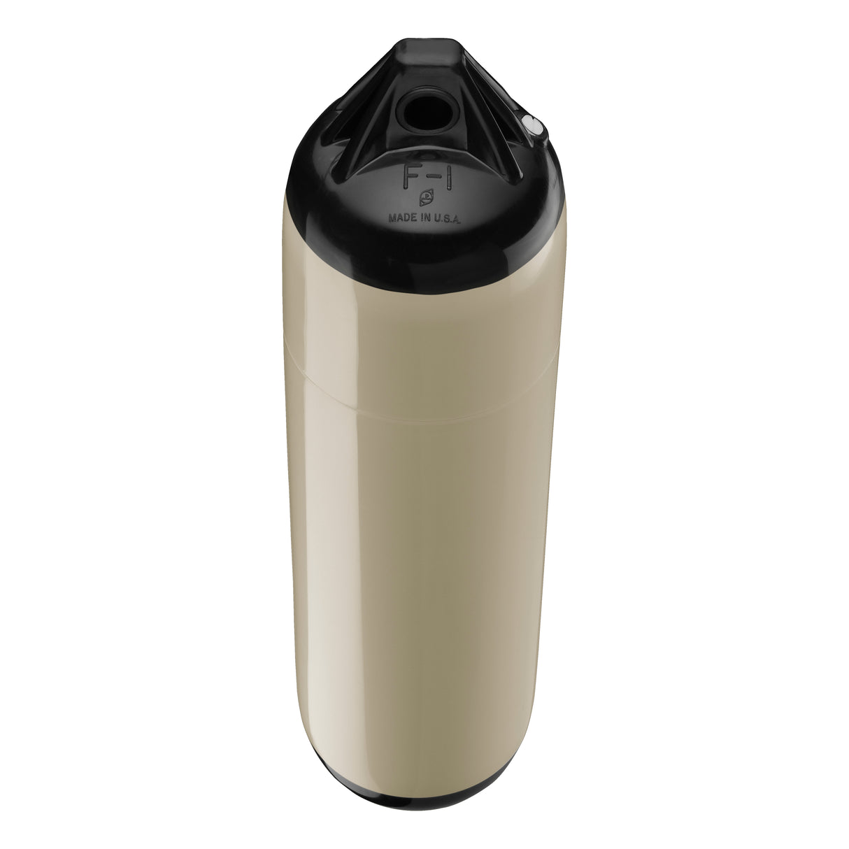 Sand boat fender with Black-Top, Polyform F-1 angled shot