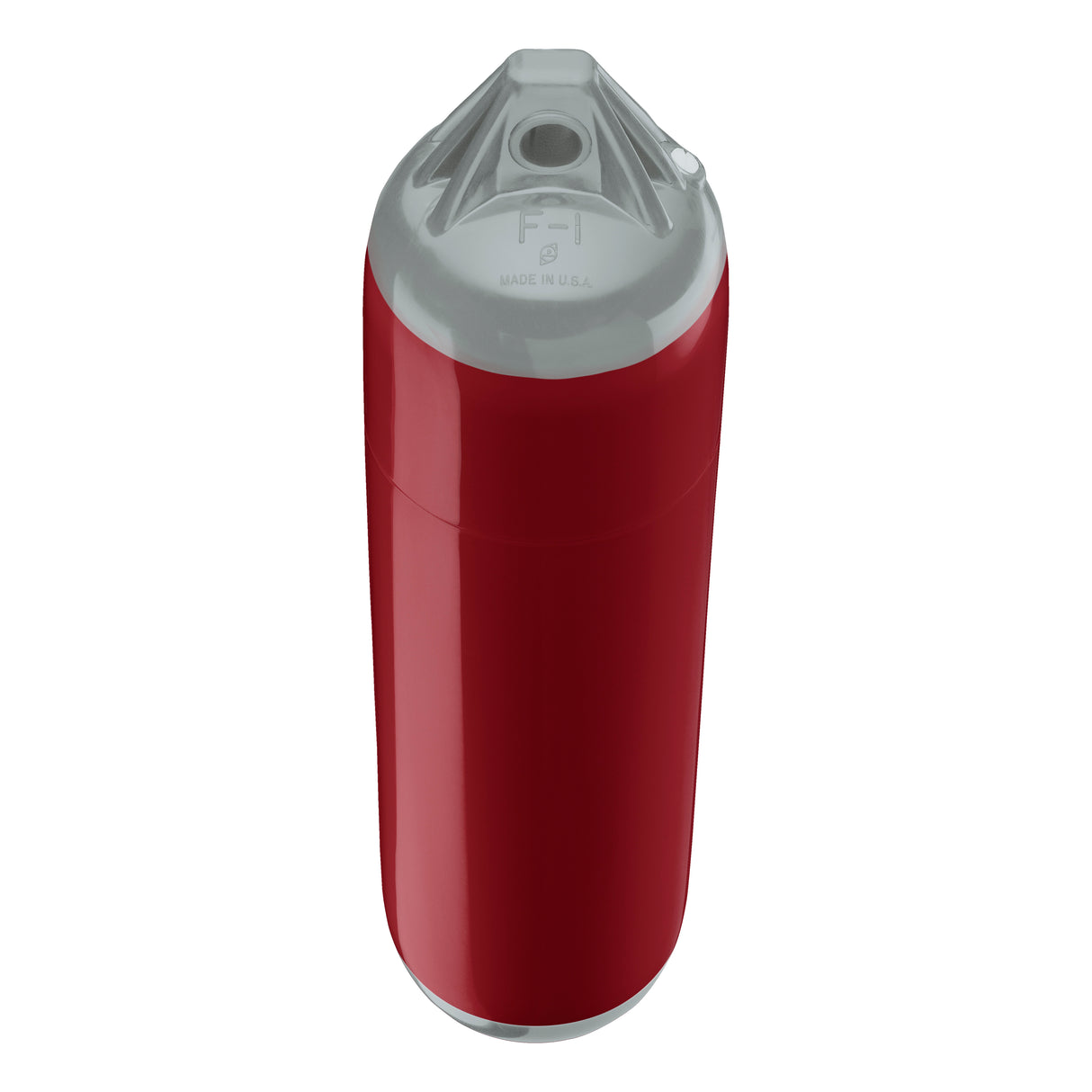 Burgundy boat fender with Grey-Top, Polyform F-1 angled shot