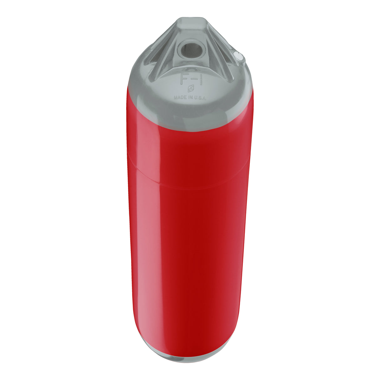 Classic Red boat fender with Grey-Top, Polyform F-1 angled shot