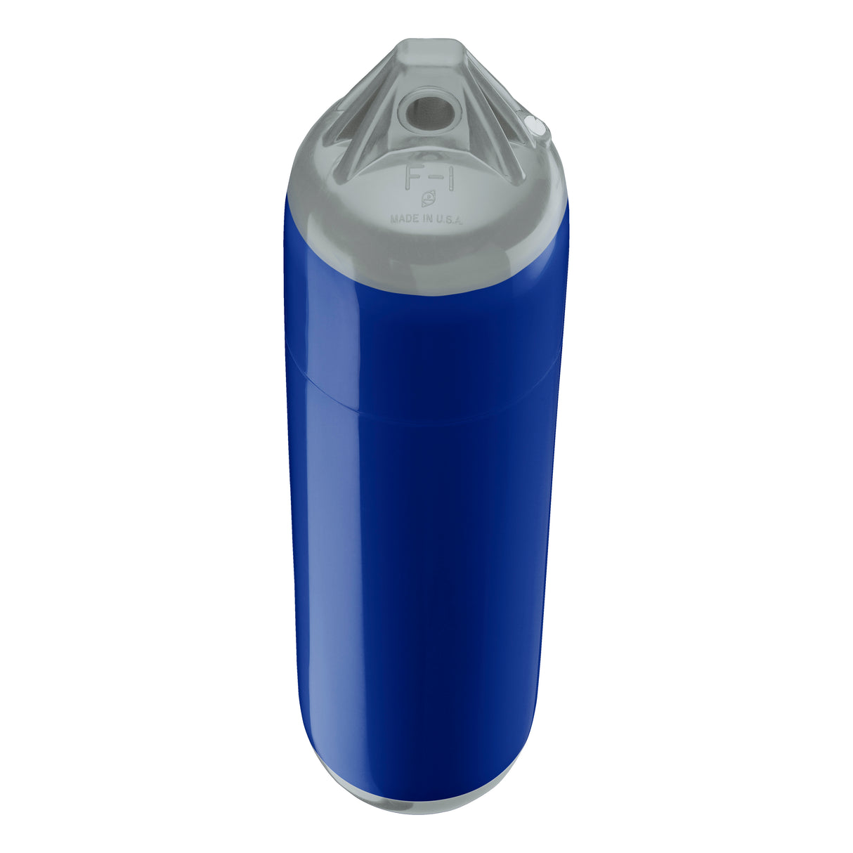 Cobalt Blue boat fender with Grey-Top, Polyform F-1 angled shot