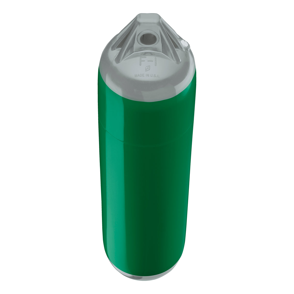 Forest Green boat fender with Grey-Top, Polyform F-1 angled shot