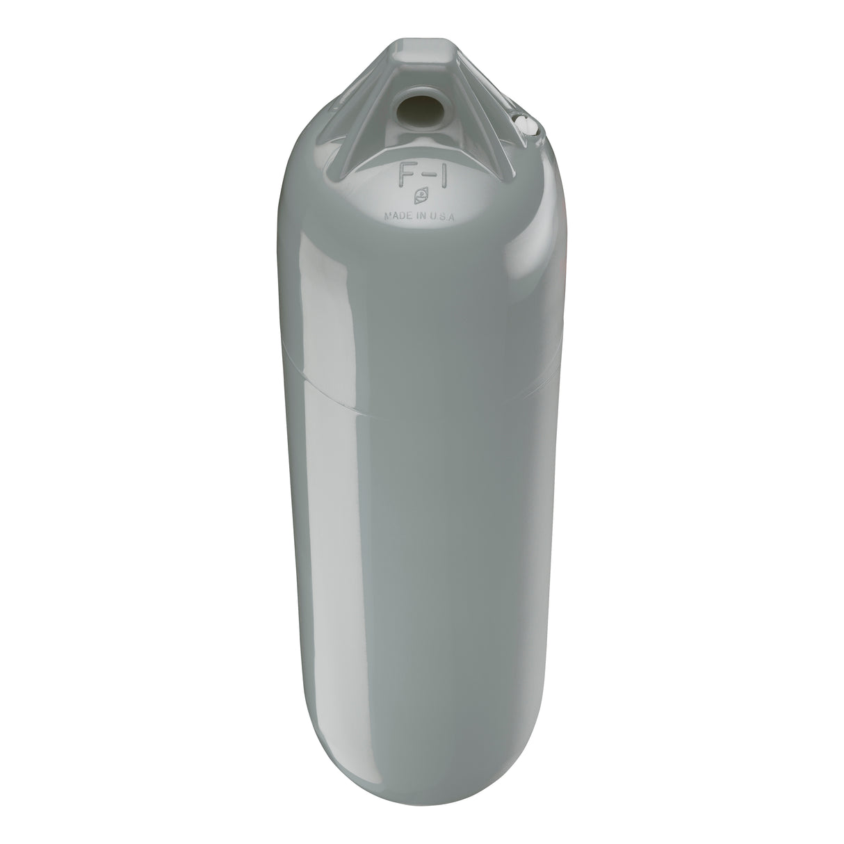 Grey boat fender with Grey-Top, Polyform F-1 angled shot