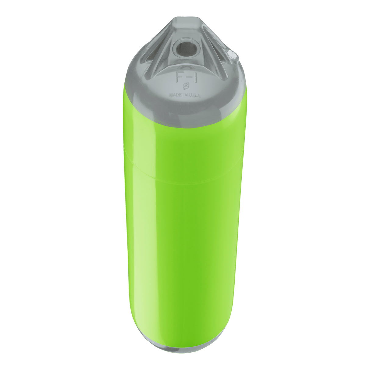 Lime boat fender with Grey-Top, Polyform F-1 angled shot