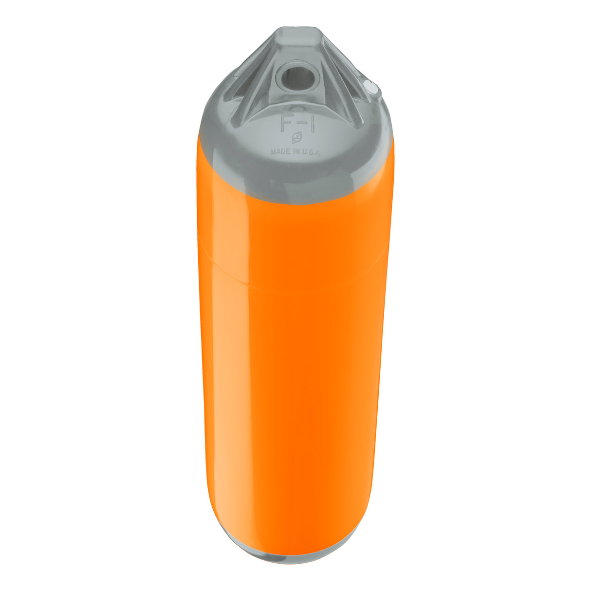 Orange boat fender with Grey-Top, Polyform F-1 angled shot