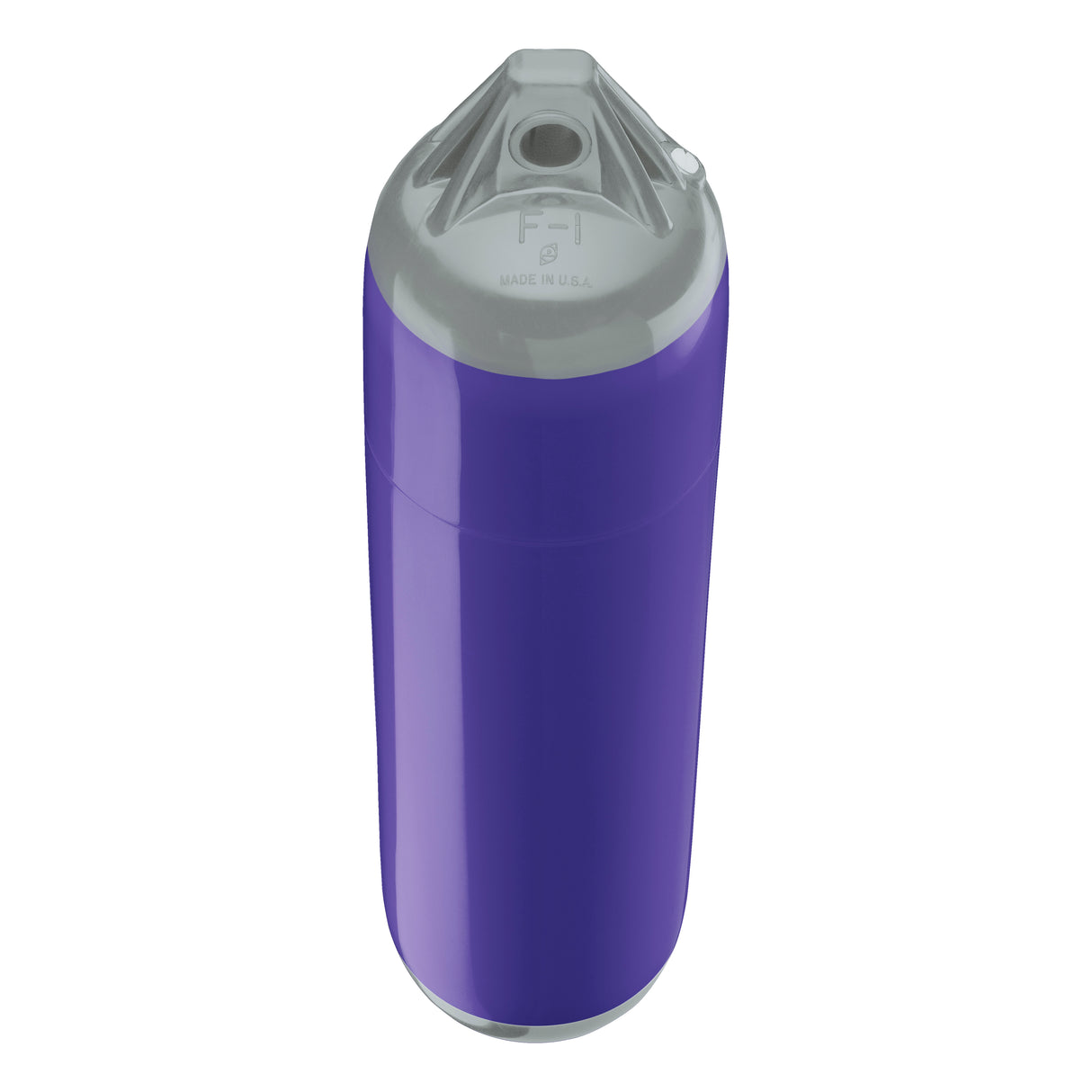 Purple boat fender with Grey-Top, Polyform F-1 angled shot