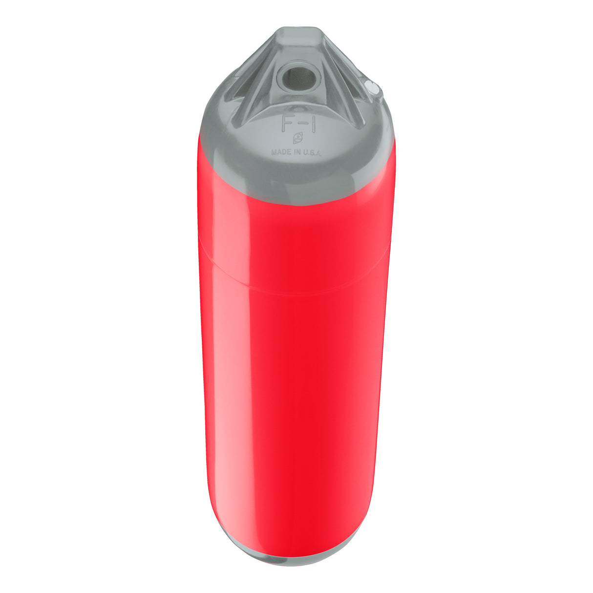 Red boat fender with Grey-Top, Polyform F-1 angled shot