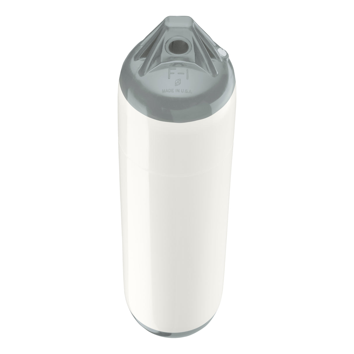 White boat fender with Grey-Top, Polyform F-1 angled shot
