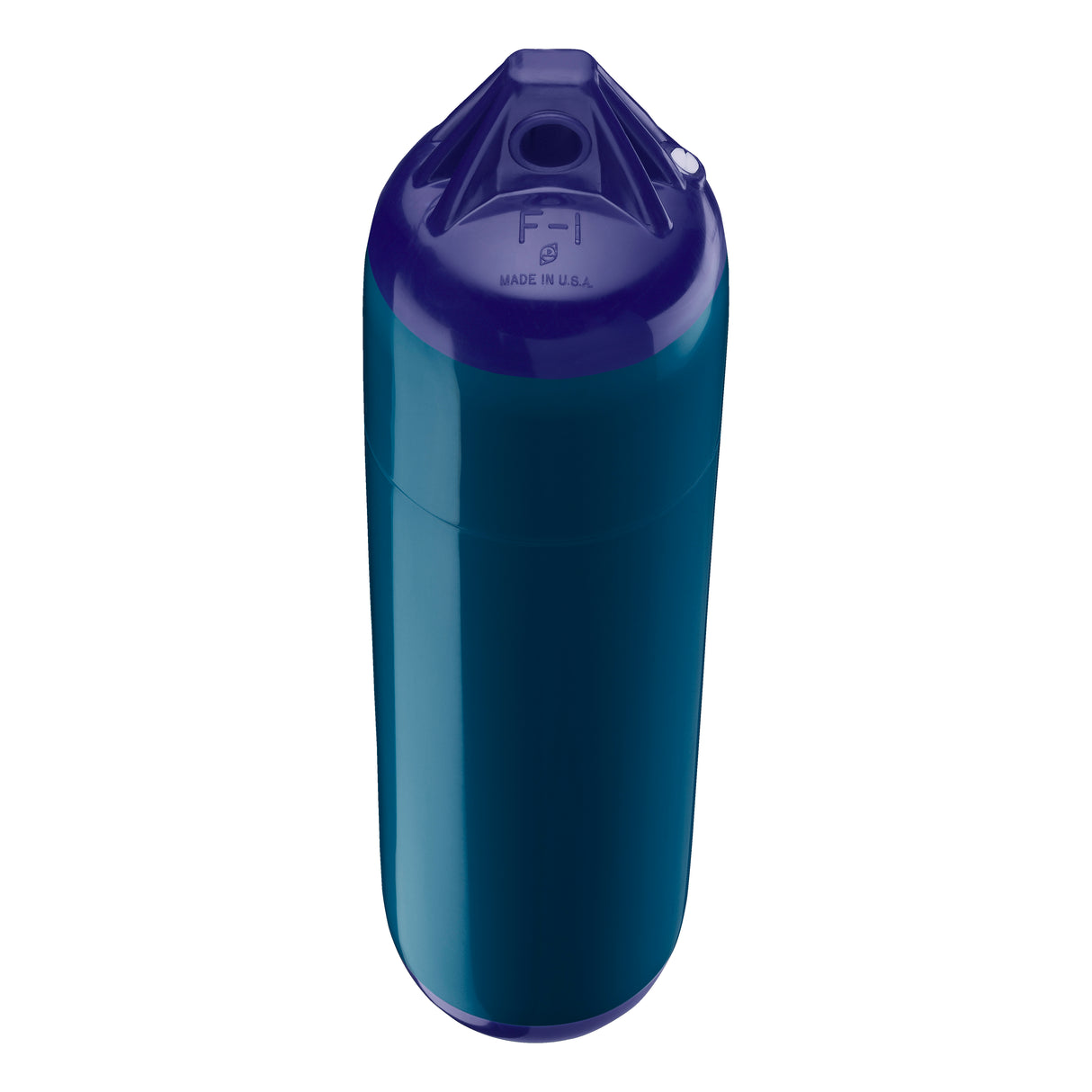 Catalina Blue boat fender with Navy-Top, Polyform F-1 angled shot