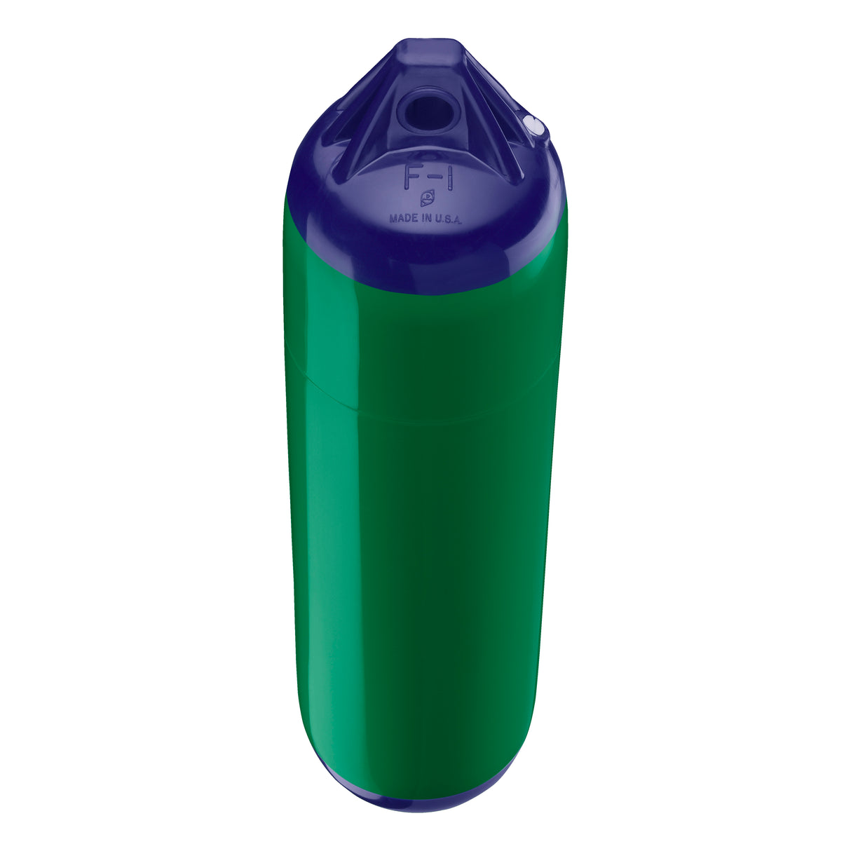Forest Green boat fender with Navy-Top, Polyform F-1 angled shot