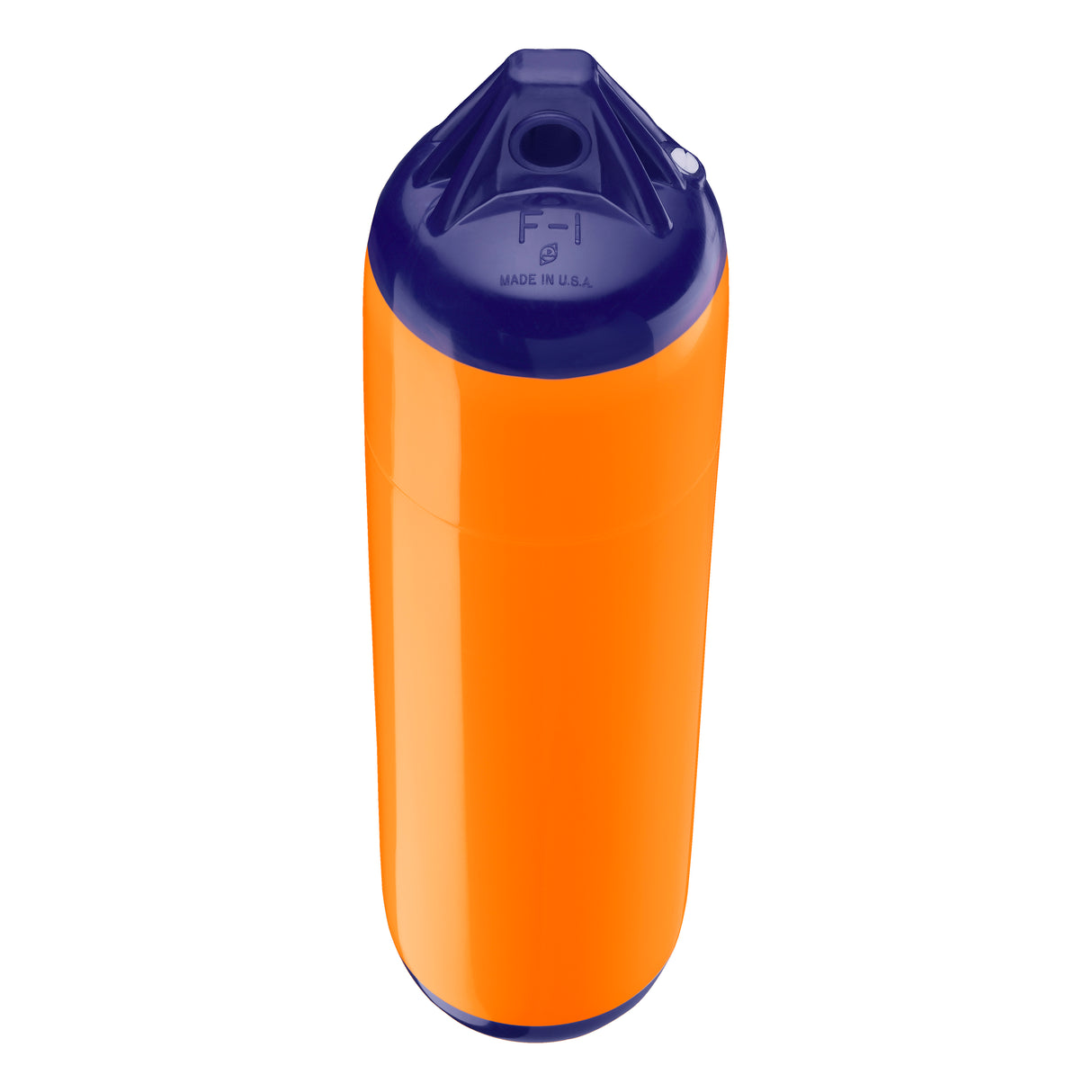 Orange boat fender with Navy-Top, Polyform F-1 angled shot
