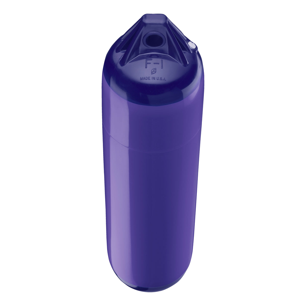 Purple boat fender with Navy-Top, Polyform F-1 angled shot